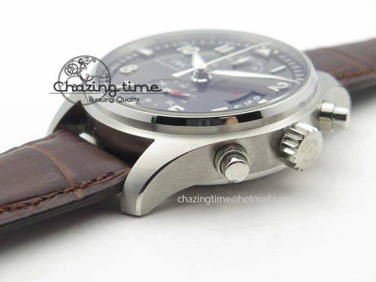 MIROTIME 0822 Cozy Pilot Chrono SS IW387802 V6F 1:1 Best Edition On Brown Leather Strap A 7323